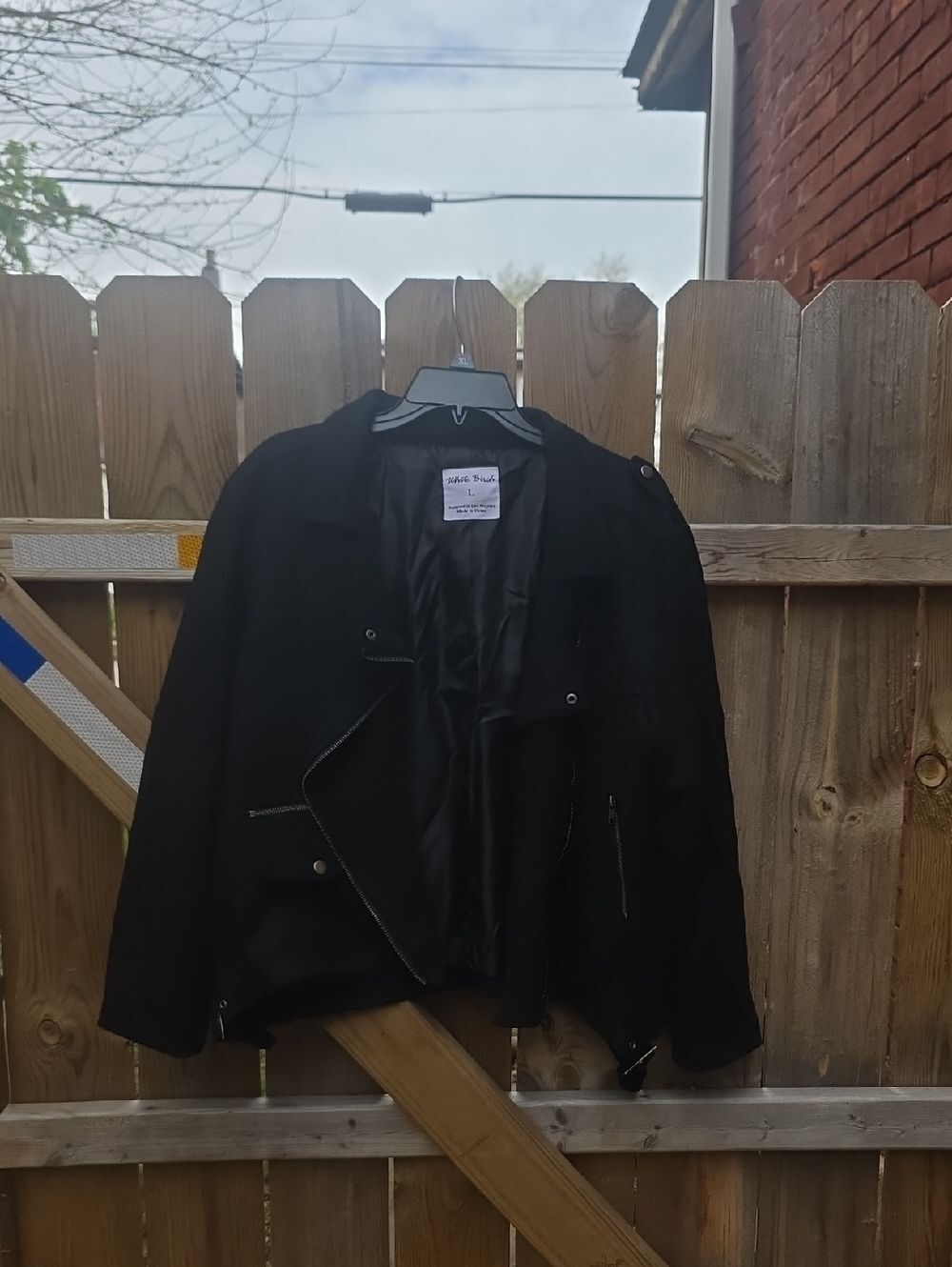 white birch Black Bomber-Style Jacket